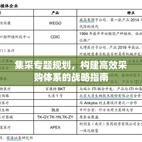 集采专题规划，构建高效采购体系的战略指南