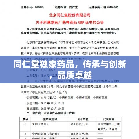 同仁堂独家药品，传承与创新，品质卓越
