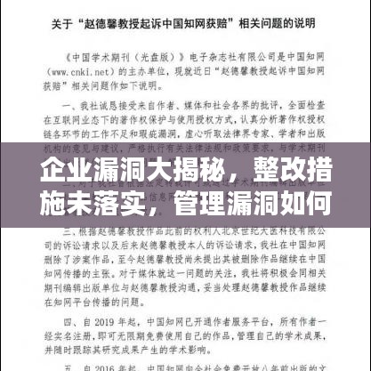 企业漏洞大揭秘，整改措施未落实，管理漏洞如何破解？解决之道在这里！