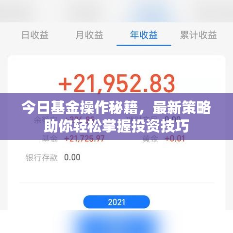 今日基金操作秘籍，最新策略助你轻松掌握投资技巧